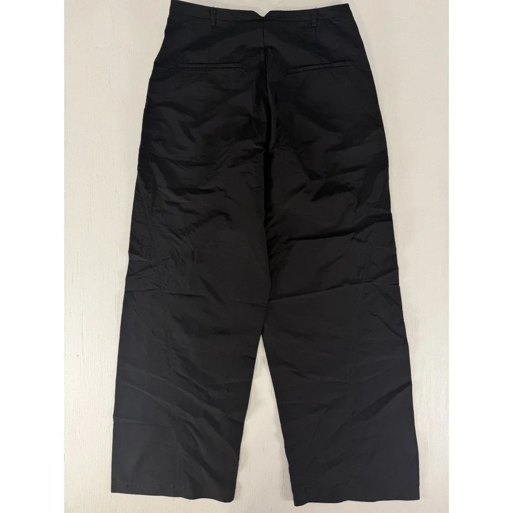Zara Black Zip‎ Waist Women Wide Leg Nylon Pants Size Small Cool Style Athletic